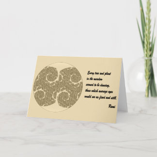 Rumi Quote Greeting Card. Tree Mandala Design Card