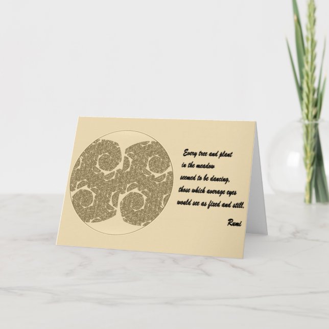 Rumi Quote Greeting Card. Tree Mandala Design Card (Front)