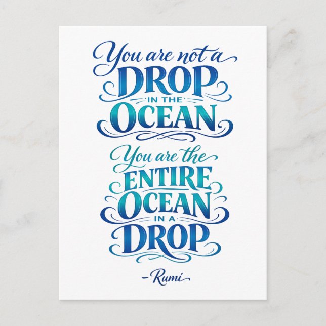 Rumi Quote: Not A Drop in the Ocean Postcard (Front)