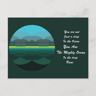 Rumi Quote Postcard. Ocean Mandala Design Postcard