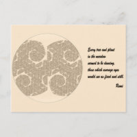 Rumi Quote Postcard. Tree Mandala Design