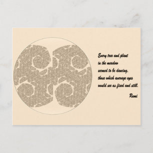 Rumi Quote Postcard. Tree Mandala Design Postcard