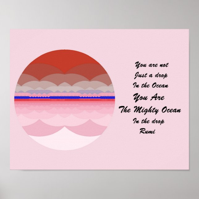 Rumi Quote Poster Art. Ocean Mandala Inspiration. (Front)