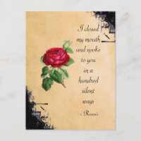 Rumi Quote Typography with Vintage Red Rose