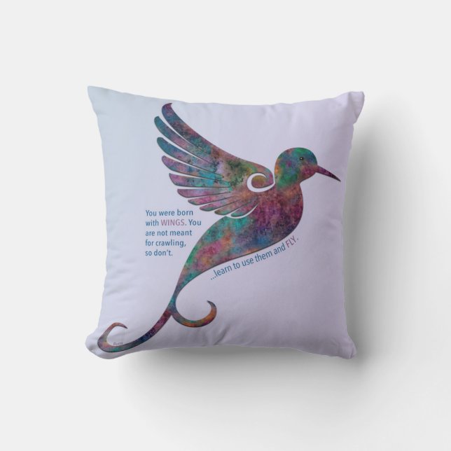 Rumi Quote with Hummingbird Cushion (Front)