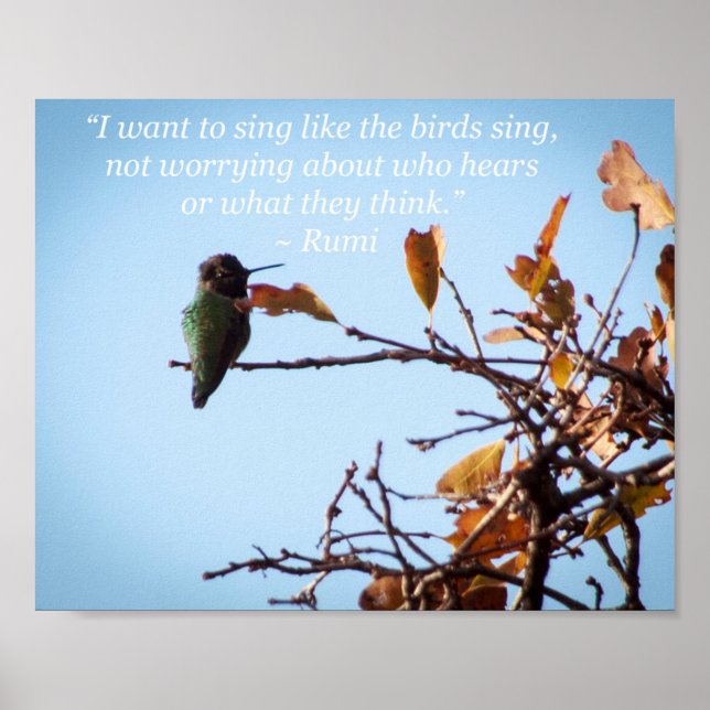 Rumi Quote with Hummingbird Poster (Front)