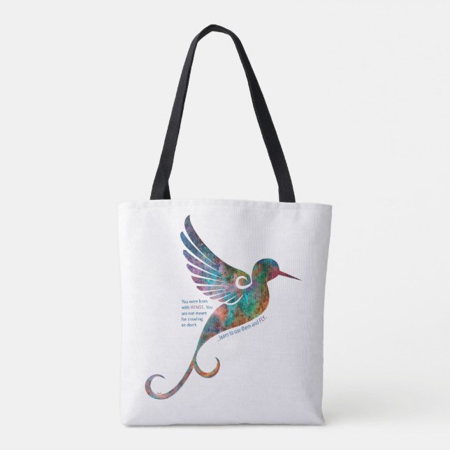 Rumi Quote with Hummingbird Tote Bag (Back)