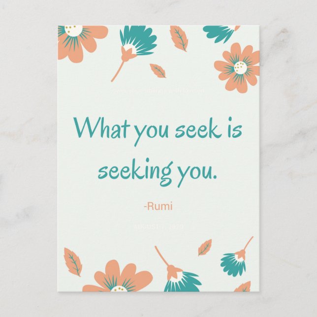 Rumi Seeking Quote Postcard (Front)