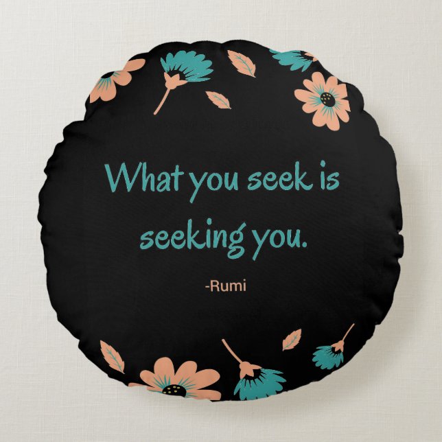 Rumi Seeking Quote Round Cushion (Front)