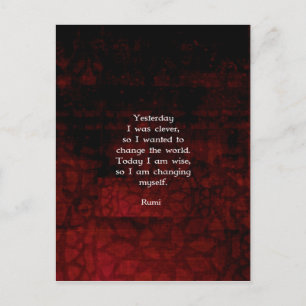 Rumi Wisdom Quote About Change & Cleverness Postcard