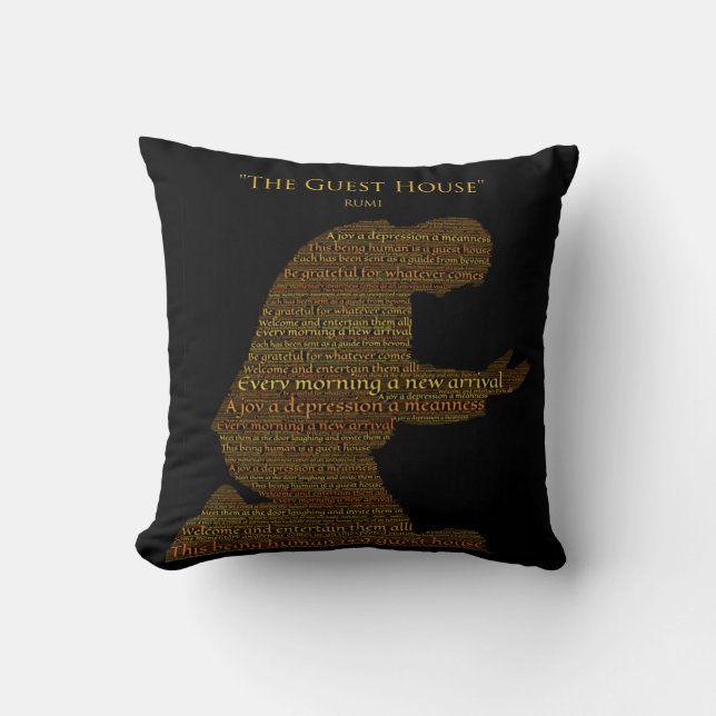 Rumi's "The Guest House" Poem Throw Pillow (Front)
