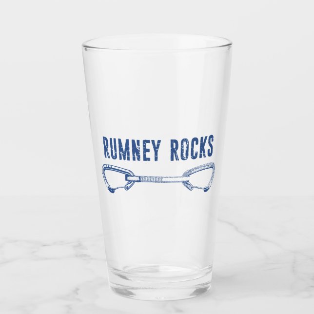 Rumney Rocks Climbing Quickdraw Glass (Front)