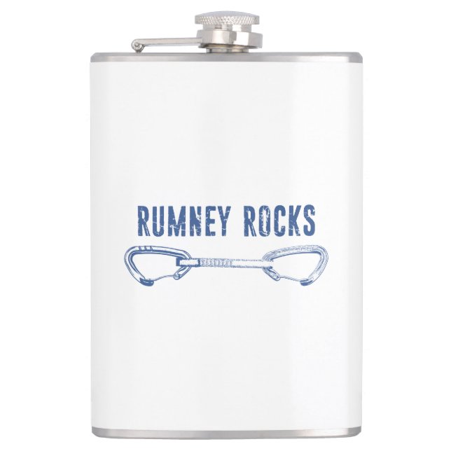 Rumney Rocks Climbing Quickdraw Hip Flask (Front)