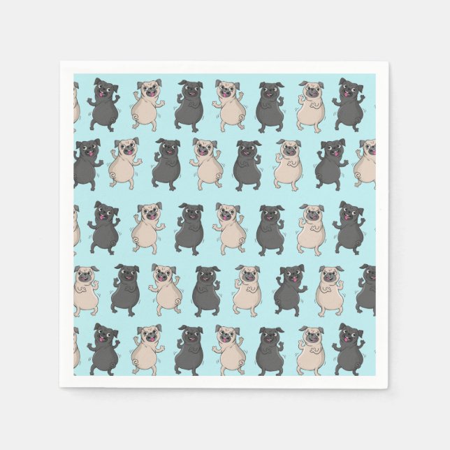 Rump Shaker Pug Puppy Bust A Move Cute Dancing Dog Napkin (Front)