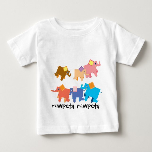 rumpeta rumpeta - herd of elephant kids running baby T-Shirt (Front)