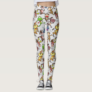 Run 2023, Cute Cartoons running around L Grey BG Leggings