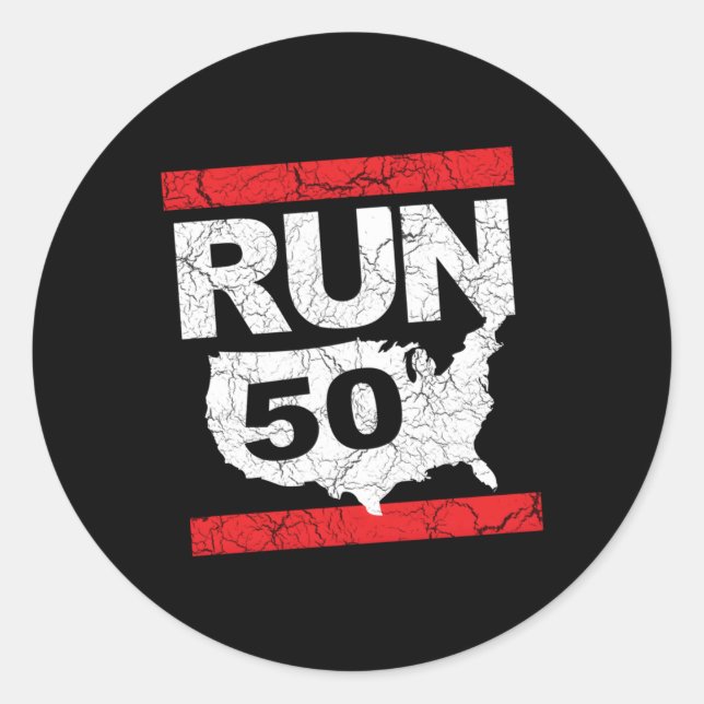 Run 262 50 States Marathon Run Runner Inspired Classic Round Sticker (Front)