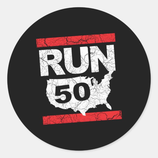 Run 262 50 States Ultra Marathon Runner Inspired Classic Round Sticker (Front)