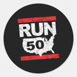 Run 262 50 States Ultra Marathon Runner Inspired Classic Round Sticker