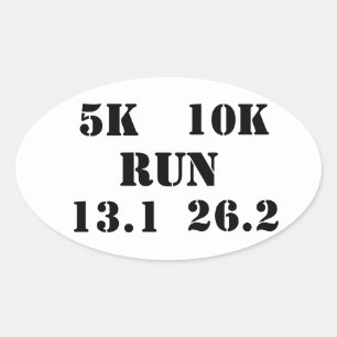 RUN - 5k, 10k, 13.1, 26.2 running cycle Oval Sticker