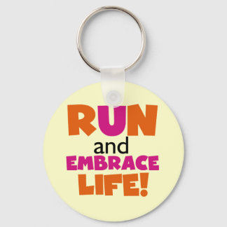 Run and Embrace Life Orange Pink Key Ring