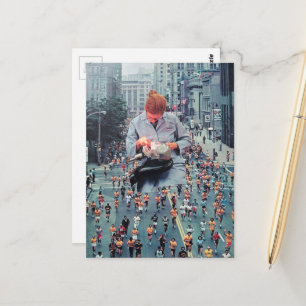 Run Away The Denist is Coming A Surreal Collage Postcard