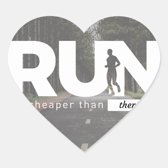 Run Cheaper Than Therapy Running Runners Treatment Heart Sticker (Front)
