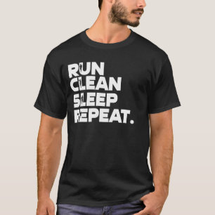 Run Clean Sleep Repeat Funny Plogging T-Shirt