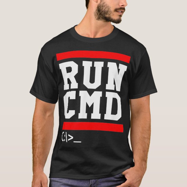 RUN CMD Console Command Prompt Sysadmin T-Shirt (Front)