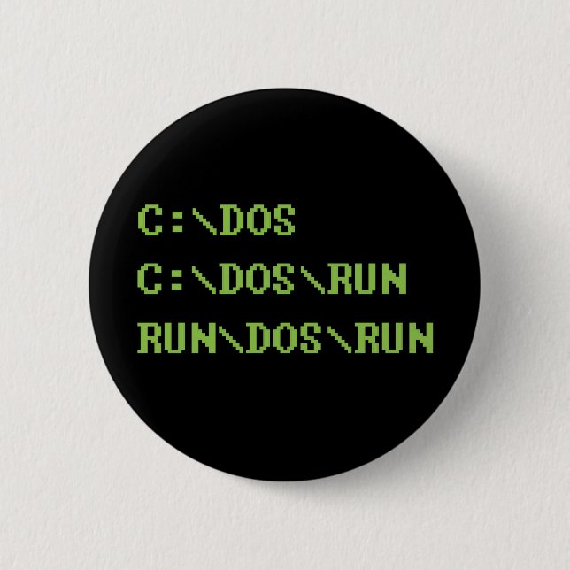 run dos run 6 cm round badge (Front)