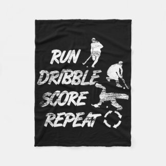 Run Dribble Score Repeat Field Hockey Player  Fleece Blanket