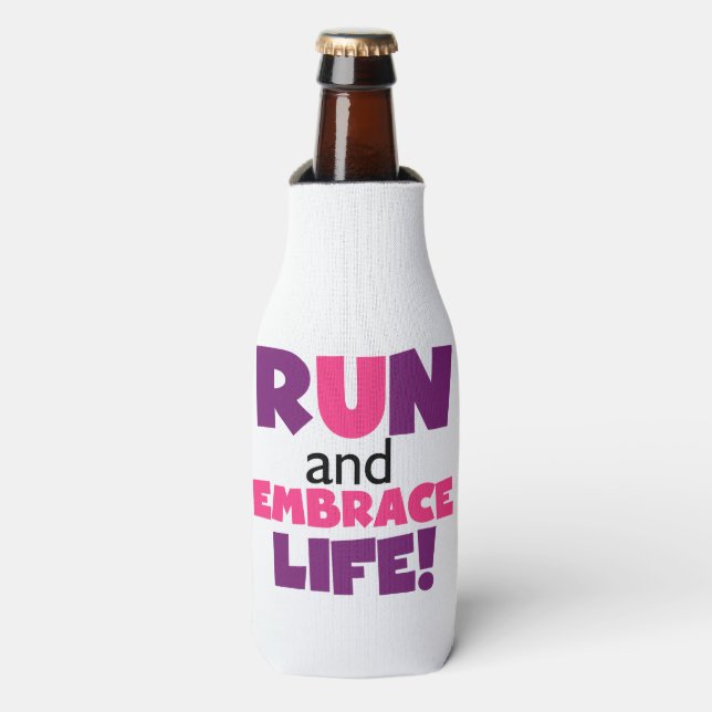 Run Embrace Life Purple Pink Bottle Cooler (Bottle Front)