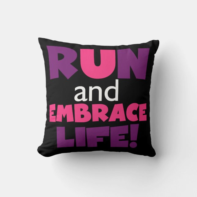 Run Embrace Life Purple Pink Cushion (Front)