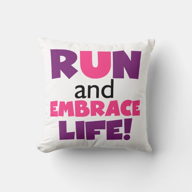 Run Embrace Life Purple Pink Cushion (Front)