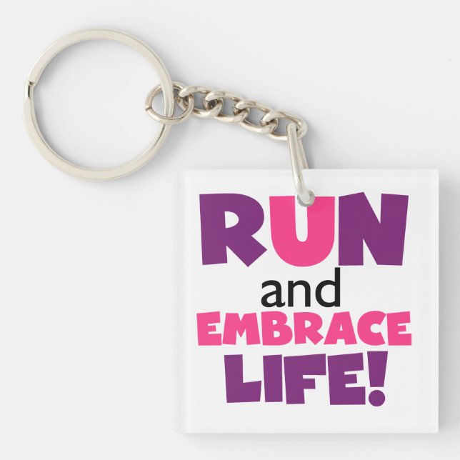Run Embrace Life Purple Pink Key Ring (Front)