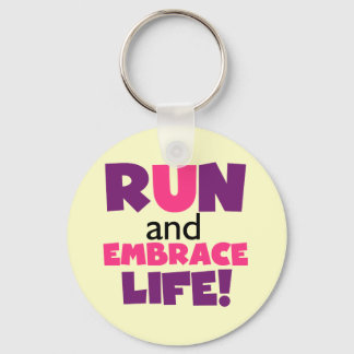 Run Embrace Life Purple Pink Key Ring