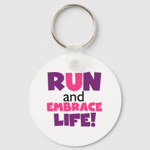 Run Embrace Life Purple Pink Key Ring