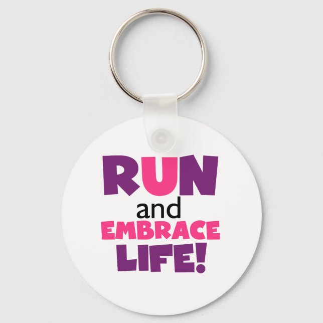 Run Embrace Life Purple Pink Key Ring (Front)