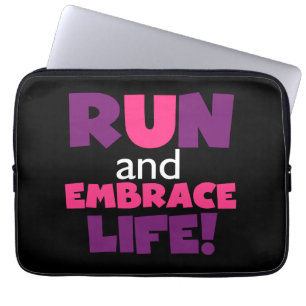 Run Embrace Life Purple Pink Laptop Sleeve