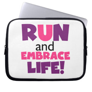 Run Embrace Life Purple Pink Laptop Sleeve