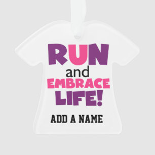 Run Embrace Life Purple Pink Ornament