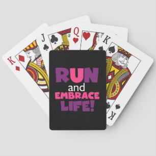 Run Embrace Life Purple Pink Playing Cards
