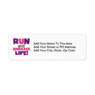 Run Embrace Life Purple Pink Return Address Label