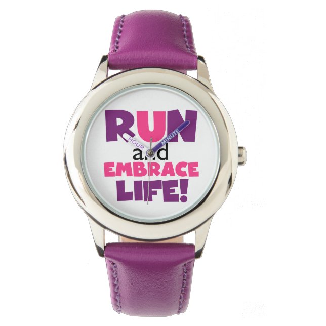 Run Embrace Life Purple Pink Watch (Front)