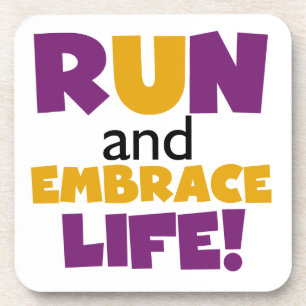 Run Embrace Life Purple Yellow Coaster