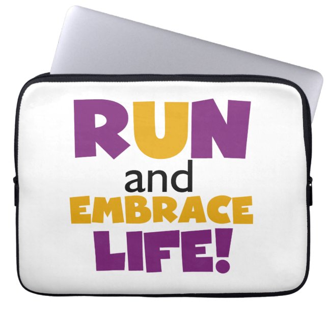 Run Embrace Life Purple Yellow Laptop Sleeve (Front)