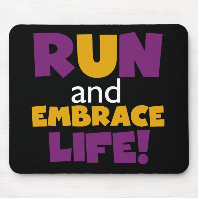 Run Embrace Life Purple Yellow Mouse Pad (Front)