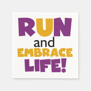 Run Embrace Life Purple Yellow Napkin