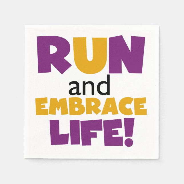 Run Embrace Life Purple Yellow Napkin (Front)