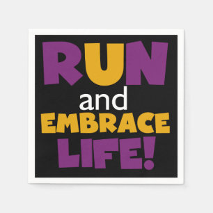 Run Embrace Life Purple Yellow Napkin